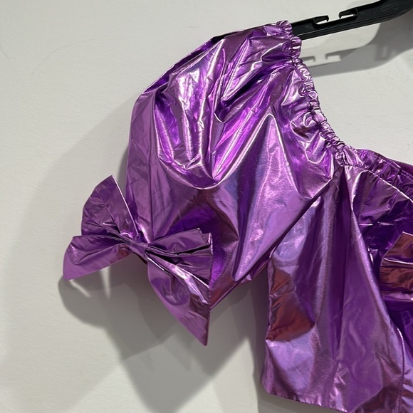 Sugar Thrillz Barbie Let go party metallic purple bow set skirt & crop top large - Picture 7 of 9
